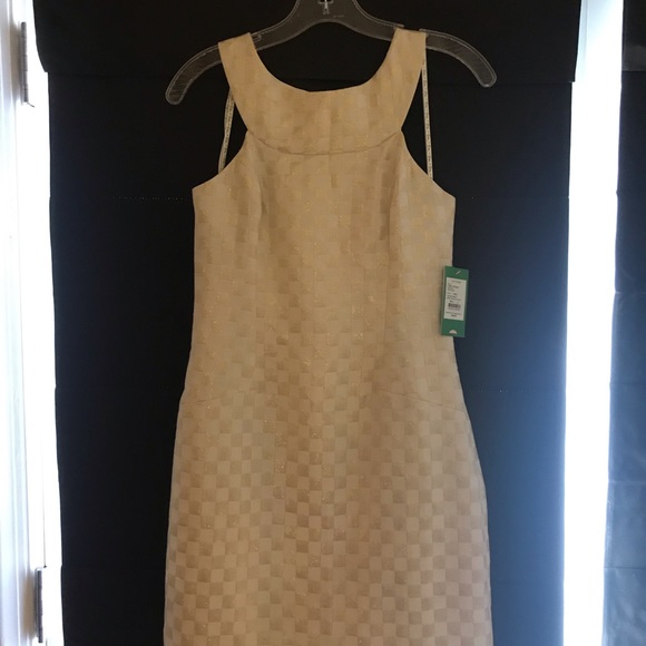 Lilly Pulitzer Wright Sq Jacquard GoldWhite Dress - Picture 3 of 8